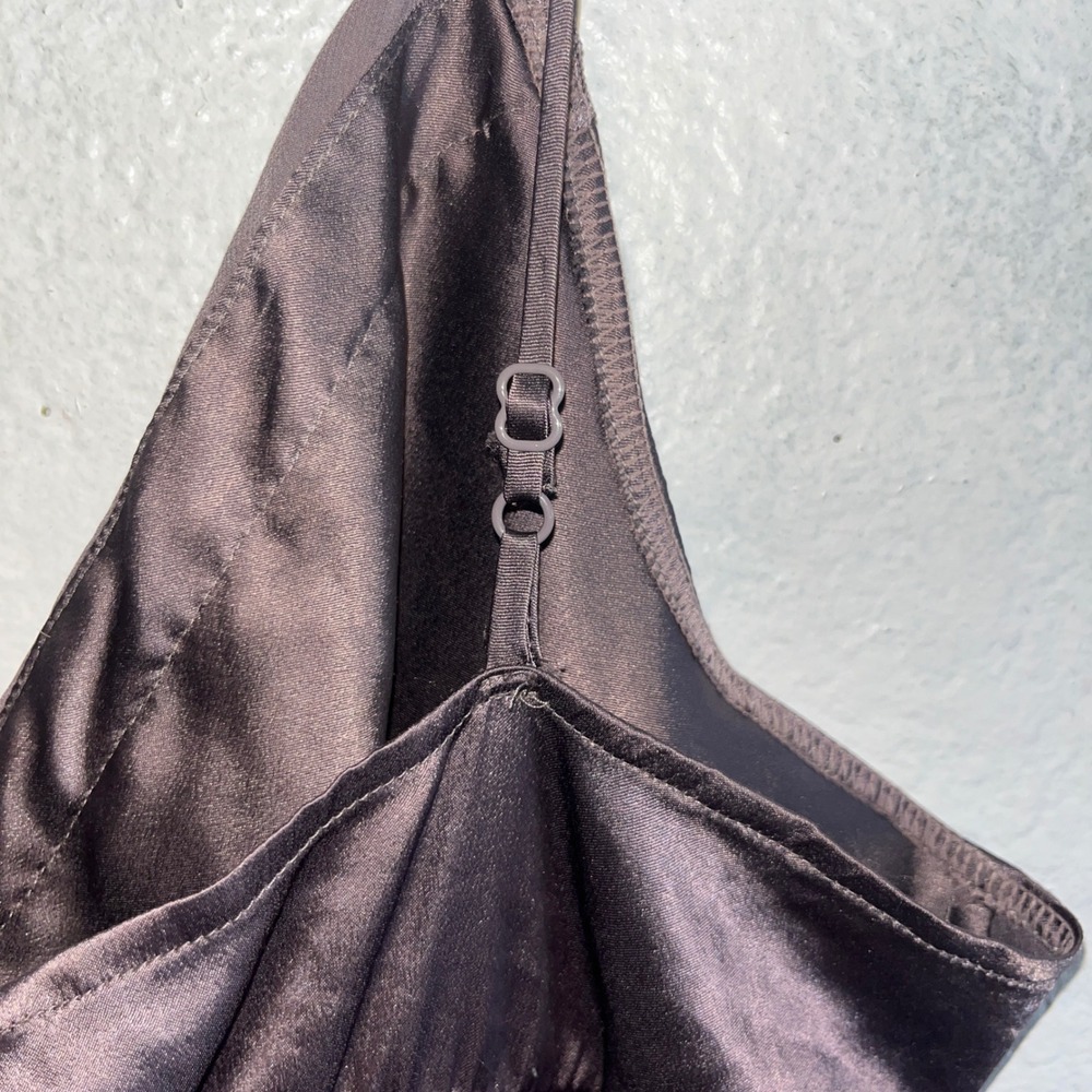 Victoria's Secret Satin Chemise Nightgown Slip Dress Purple Lace Trim Large Y2K - Picture 8 of 9